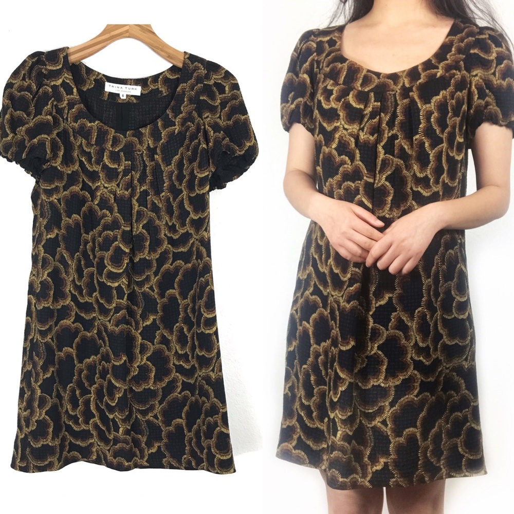 Trina Turk lucky cloud print bubble sleeve dress